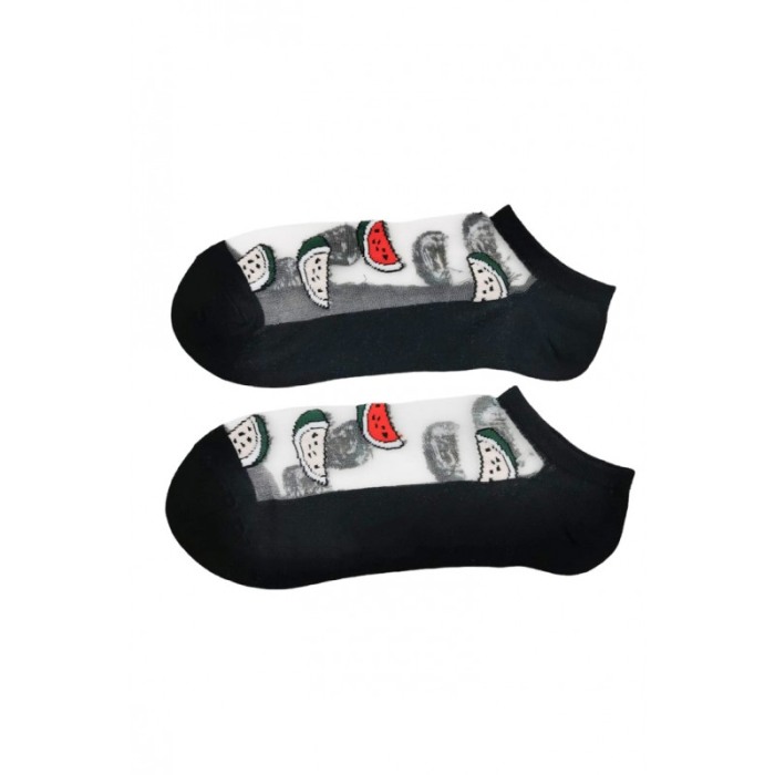 Sosete dama SummerFruits, design modern, cu panza si imprimeu, din bumbac, marime 35-49, negru, Doty®️ [1]