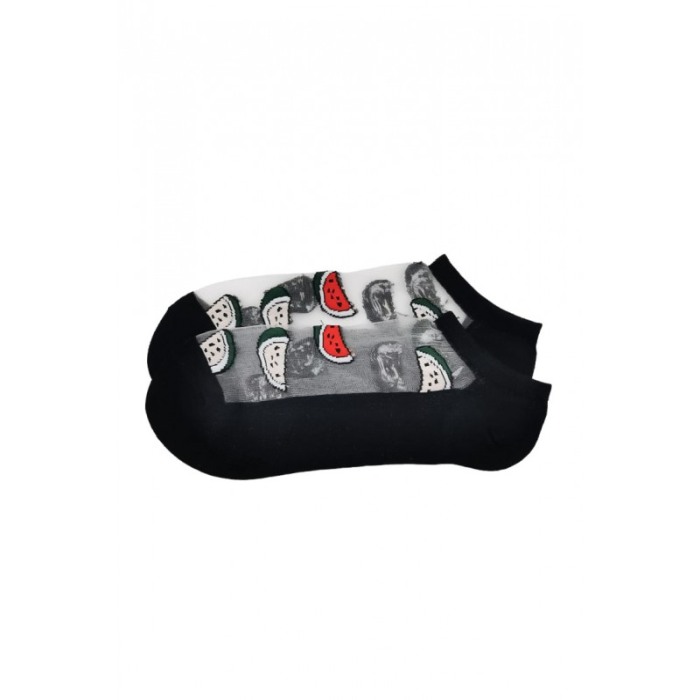 Sosete dama SummerFruits, design modern, cu panza si imprimeu, din bumbac, marime 35-49, negru, Doty®️ [2]