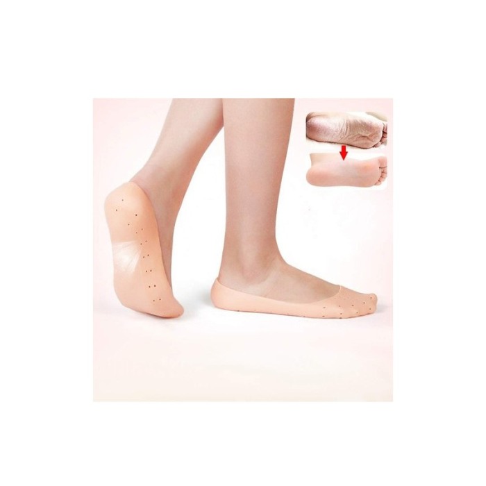 Sosete din silicon ProtectiveSocks, pentru calcaie si talpi crapate,marime universala, crem [4]