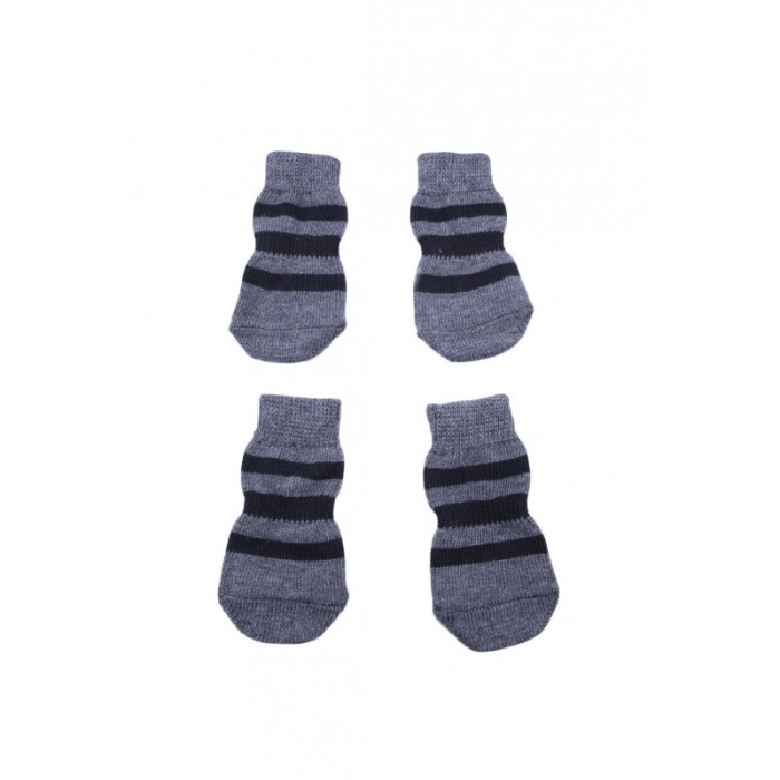 Sosete pentru animalele de companie de talie mica,30 mm, cu talpa anti alunecare, design modern, model cu dungi, gri/negru,doty [2]