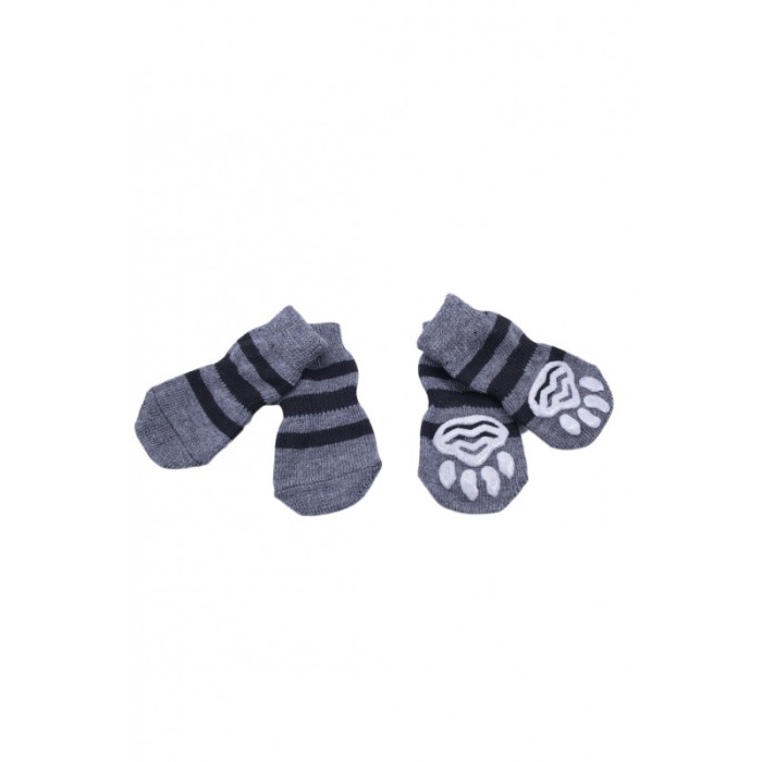 Sosete pentru animalele de companie de talie mica,30 mm, cu talpa anti alunecare, design modern, model cu dungi, gri/negru,doty [1]