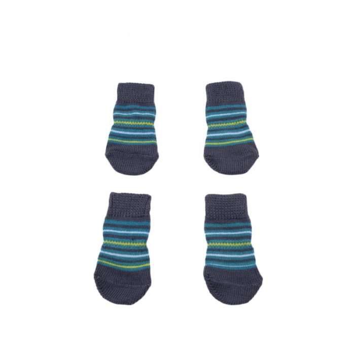 Sosete pentru animalele de companie de talie mica,30 mm, cu talpa anti alunecare, design modern, model cu dungi, verde/ galben,d [2]