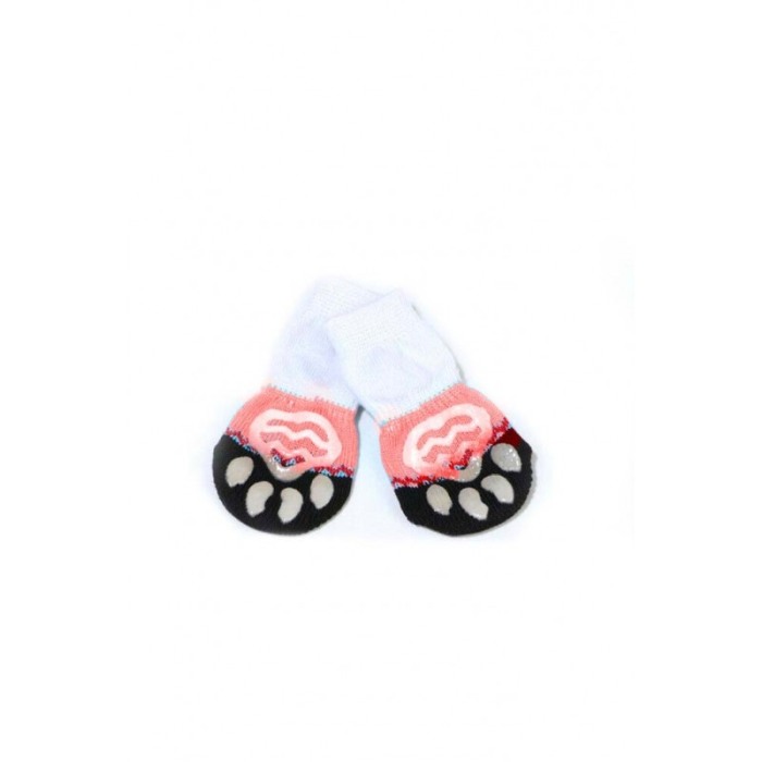 Sosete pentru animalele de companie de talie mica,30 mm, cu talpa anti alunecare, design modern, model cu urs panda rosu, multic [4]