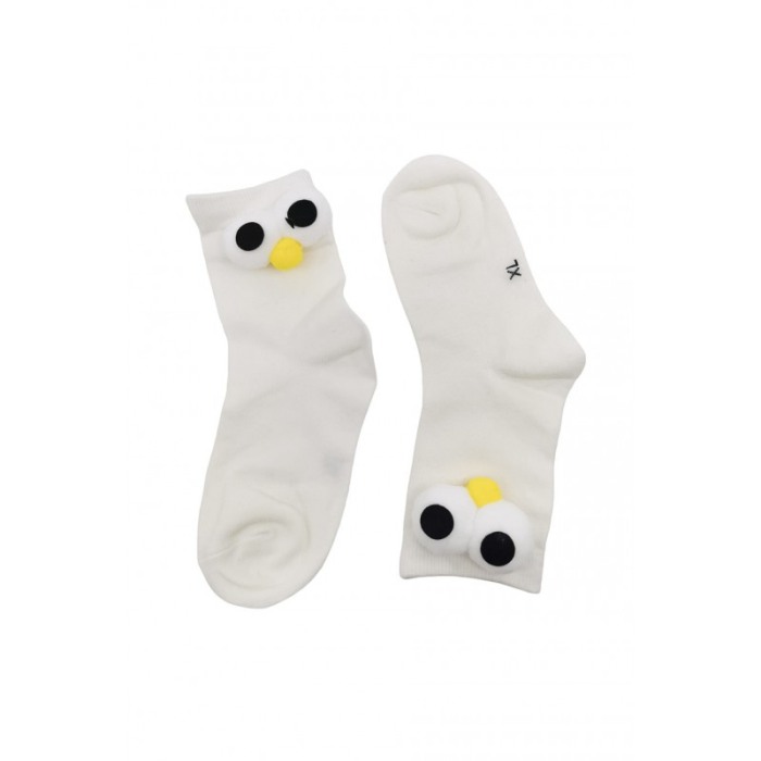 Sosete pentru copii FunnyEyes, bumbac, design creativ, marime 30-35, alb fildes, Doty®️ [4]