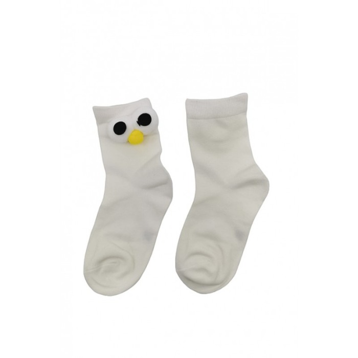 Sosete pentru copii FunnyEyes, bumbac, design creativ, marime 30-35, alb fildes, Doty®️ [3]