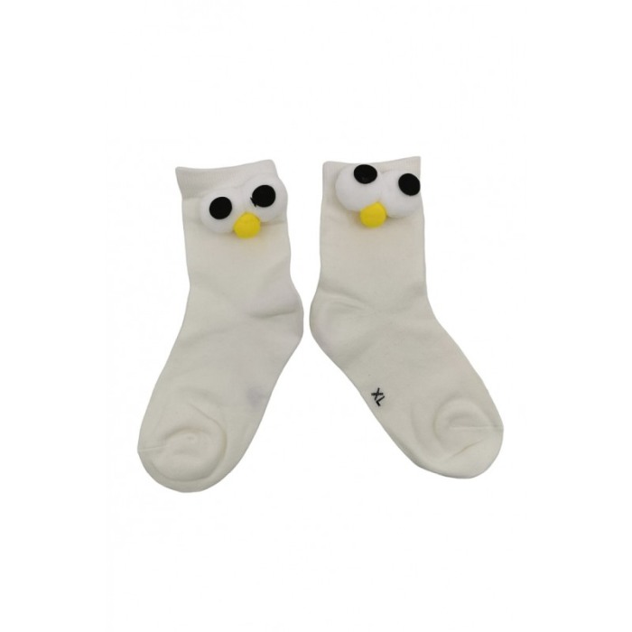 Sosete pentru copii FunnyEyes, bumbac, design creativ, marime 30-35, alb fildes, Doty®️ [1]