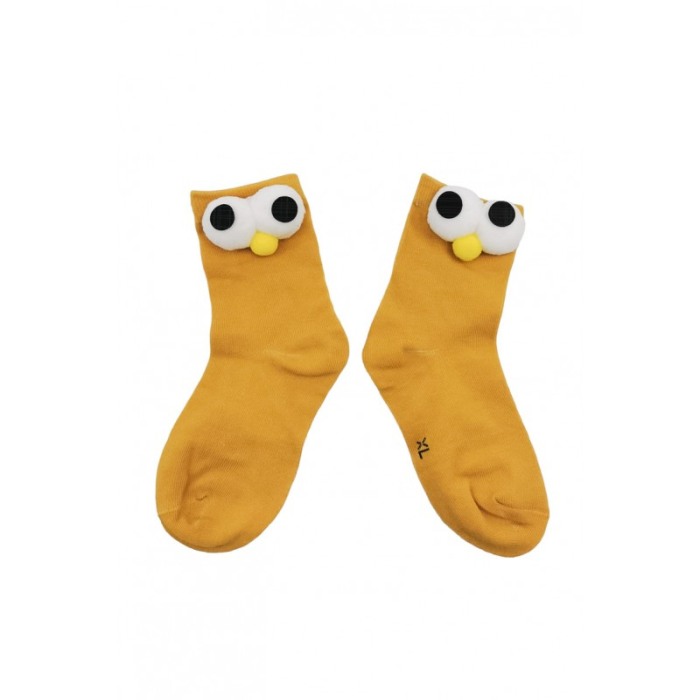Sosete pentru copii FunnyEyes, bumbac, design creativ, marime 30-35, galben mustar, Doty®️ [3]
