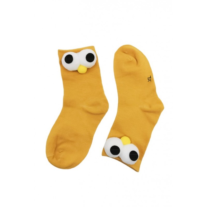 Sosete pentru copii FunnyEyes, bumbac, design creativ, marime 30-35, galben mustar, Doty®️ [2]