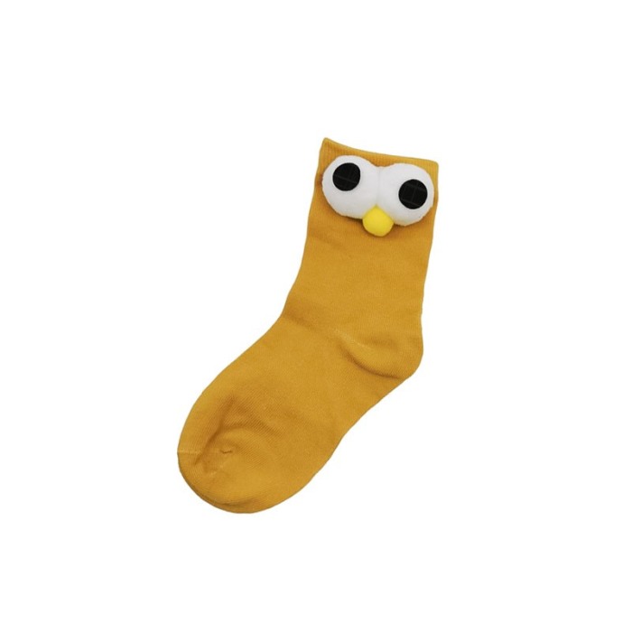 Sosete pentru copii FunnyEyes, bumbac, design creativ, marime 30-35, galben mustar, Doty®️ [1]