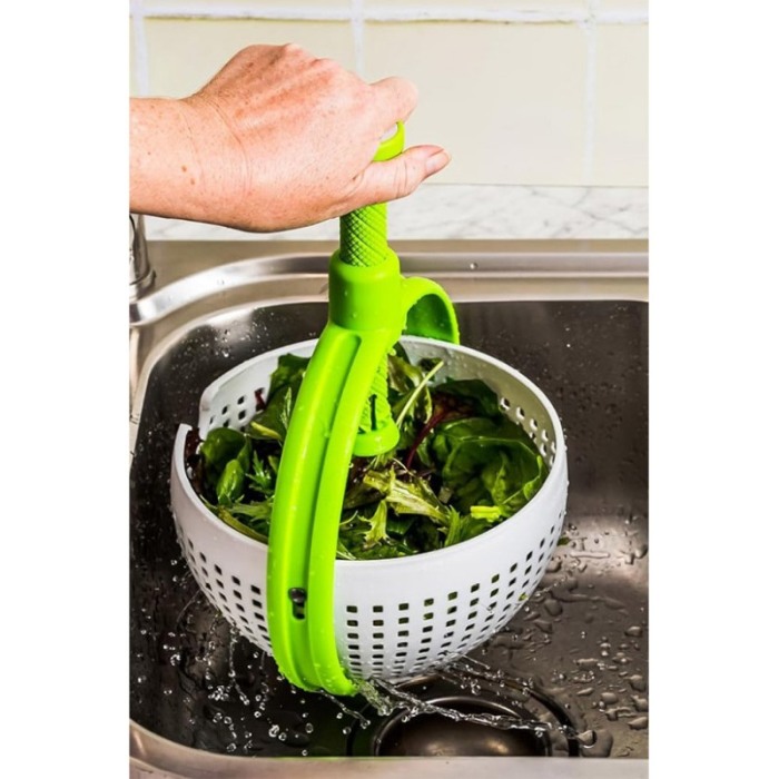 Spinner pentru salata, fructe si alte verdeturi GreenSpin Doty® tip bol cu strecuratoare, verde/alb [7]