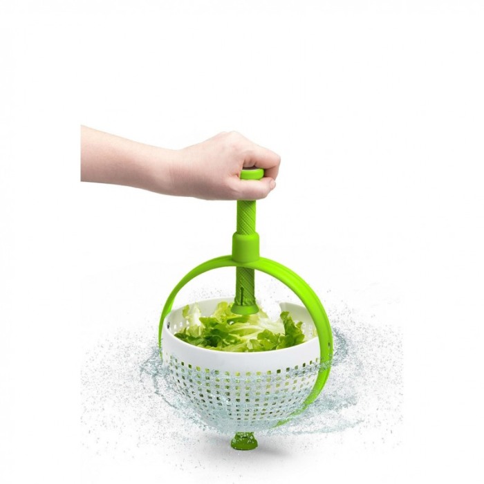 Spinner pentru salata, fructe si alte verdeturi GreenSpin Doty® tip bol cu strecuratoare, verde/alb [2]