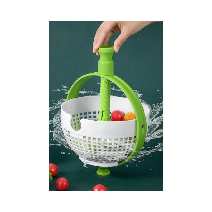 Spinner pentru salata, fructe si alte verdeturi GreenSpin Doty® tip bol cu strecuratoare, verde/alb [5]