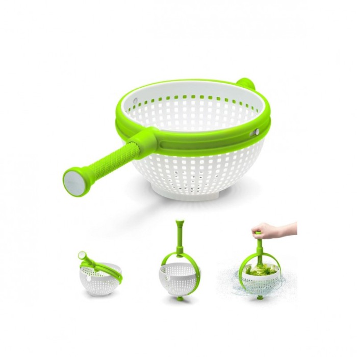 Spinner pentru salata, fructe si alte verdeturi GreenSpin Doty® tip bol cu strecuratoare, verde/alb [1]