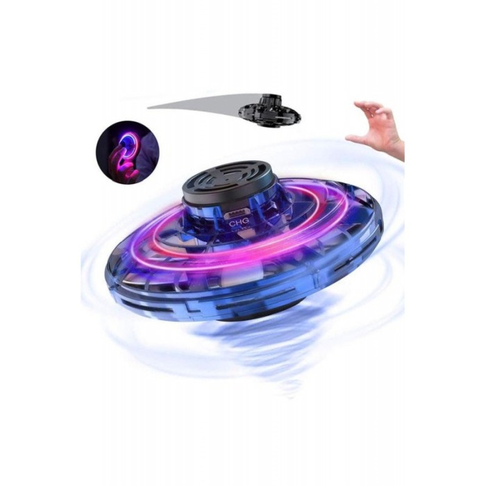 Spinner zburator, efect de bumerang, acumulator si leduri, 8 cm, Albastru Doty [2]