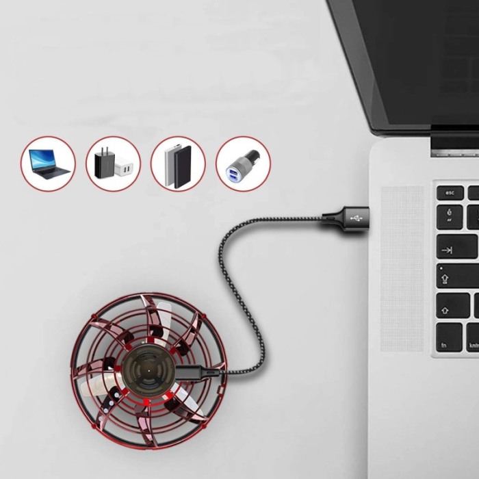 Spinner zburator, efect de bumerang, acumulator si leduri, 8 cm, Rosu, Doty [3]