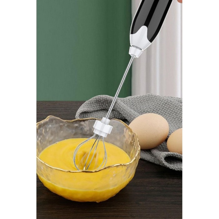 Spumator de lapte 2 in 1 Doty®, wireless, 2 trepte de viteza, 2 capete  mixer, portabil, pentru a face spuma de lapte, negru [5]