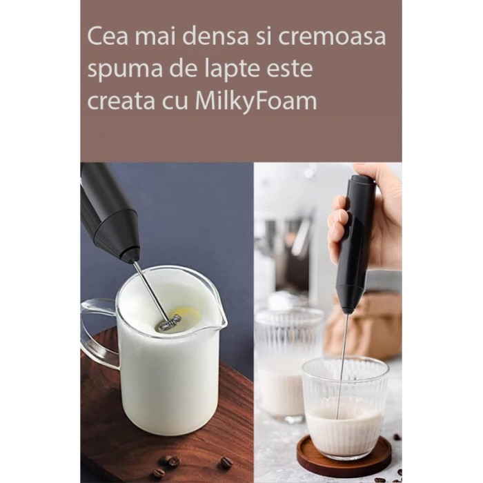 Spumator de lapte electric MilkyFoam, cu suport vertical inclus, inox, 22 cm, negru, Doty® [6]