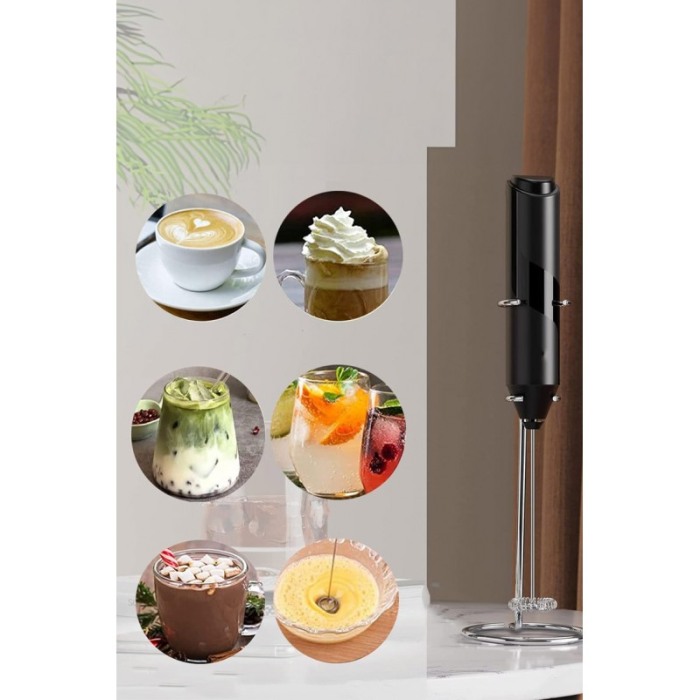 Spumator de lapte electric MilkyFoam, cu suport vertical inclus, inox, 22 cm, negru, Doty® [10]