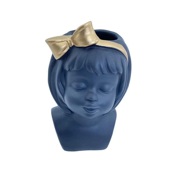 Statueta 2 in 1 Black Doll, din ceramica, design minimalist, decoratiune si vaza, negru,21x14 cm [5]