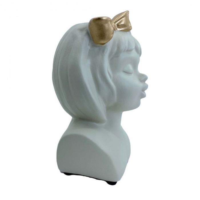 Statueta 2 in 1 White Doll, din ceramica, design minimalist, decoratiune si vaza, alb-galbui,21x14 cm [3]