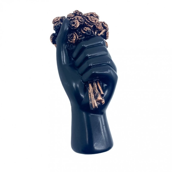 Statueta BlowGoldish, din rasina, design mana cu flori, lucrata manual, 14x7 cm, accente aurii [1]