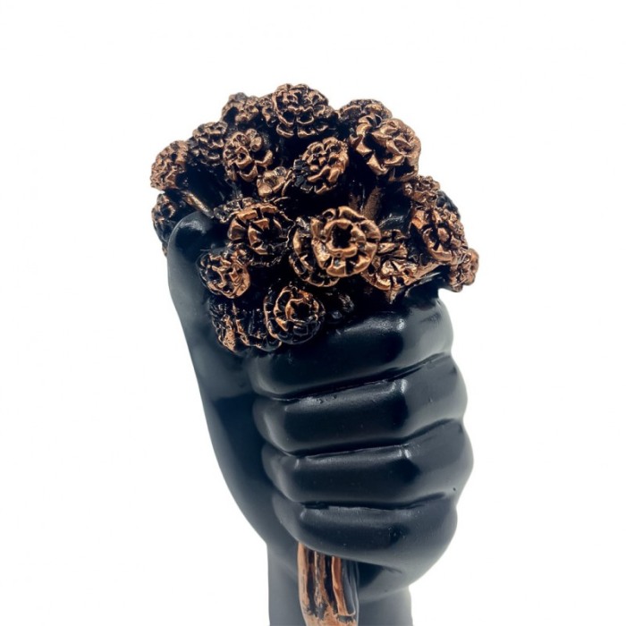 Statueta BlowGoldish, din rasina, design mana cu flori, lucrata manual, 14x7 cm, accente aurii [3]