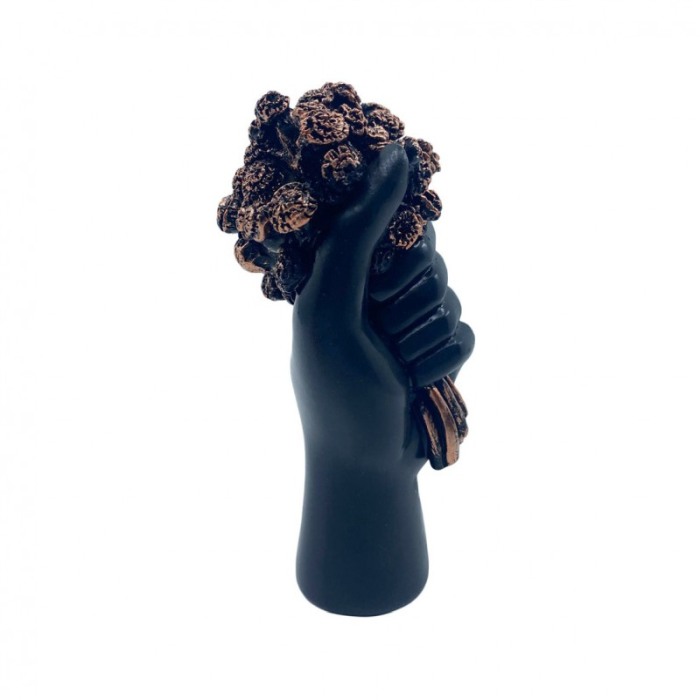 Statueta BlowGoldish, din rasina, design mana cu flori, lucrata manual, 14x7 cm, accente aurii [2]