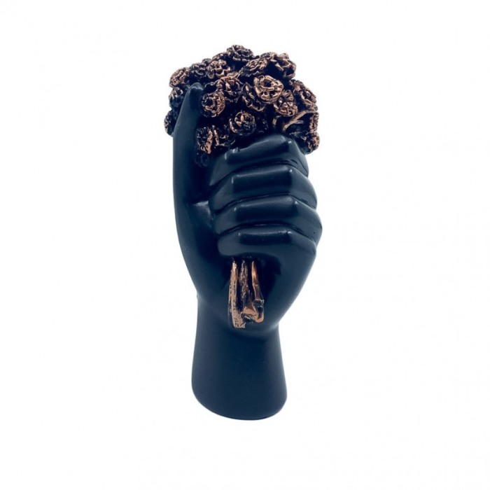 Statueta BlowGoldish, din rasina, design mana cu flori, lucrata manual, 14x7 cm, accente aurii [4]