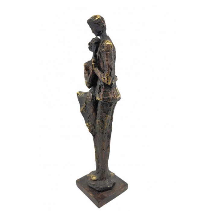 Statueta Gettin'Old Together, din rasina, vintage, eleganta, maro, accente aurii, 38x10 cm [5]