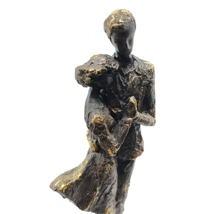 Statueta Gettin'Old Together, din rasina, vintage, eleganta, maro, accente aurii, 38x10 cm [3]