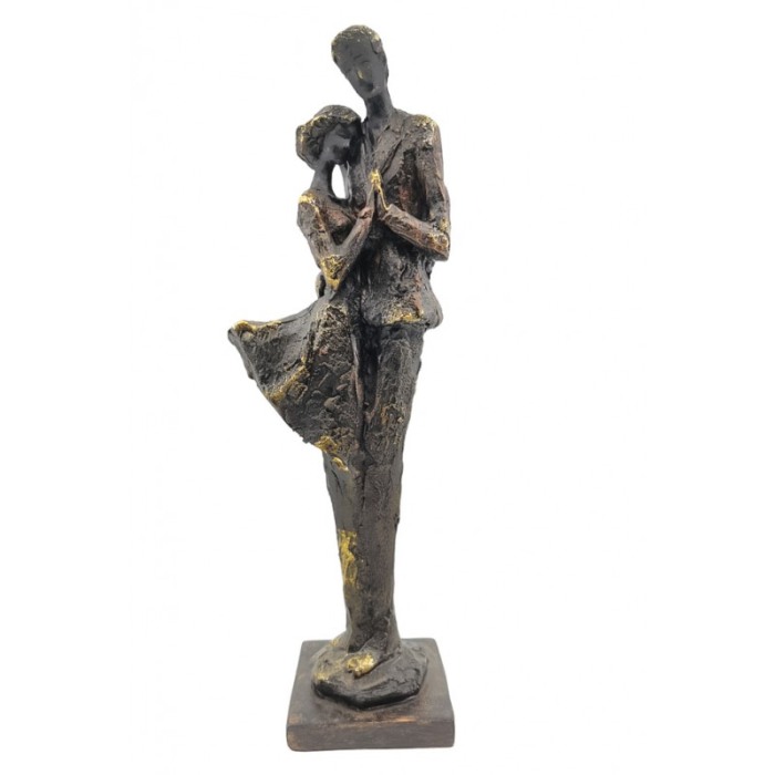 Statueta Gettin'Old Together, din rasina, vintage, eleganta, maro, accente aurii, 38x10 cm [1]