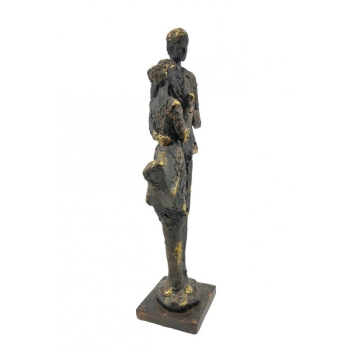 Statueta Gettin'Old Together, din rasina, vintage, eleganta, maro, accente aurii, 38x10 cm [4]