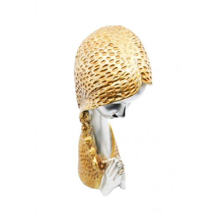 Statueta Gold Pray, create manual din rasina, model femeie ce se roaga, auriu, 33x12 cm [3]