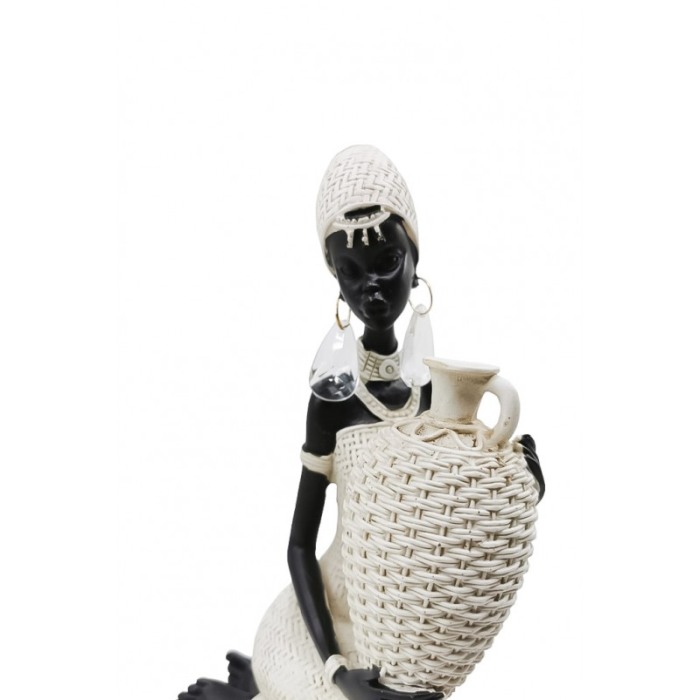 Statueta Nigerian Beauty, lucrata manual din rasina, 23x13 cm, negru/bej, design elegant, Doty®️ [3]