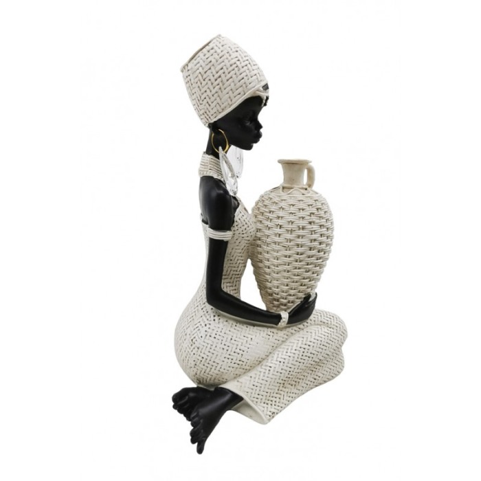 Statueta Nigerian Beauty, lucrata manual din rasina, 23x13 cm, negru/bej, design elegant, Doty®️ [4]