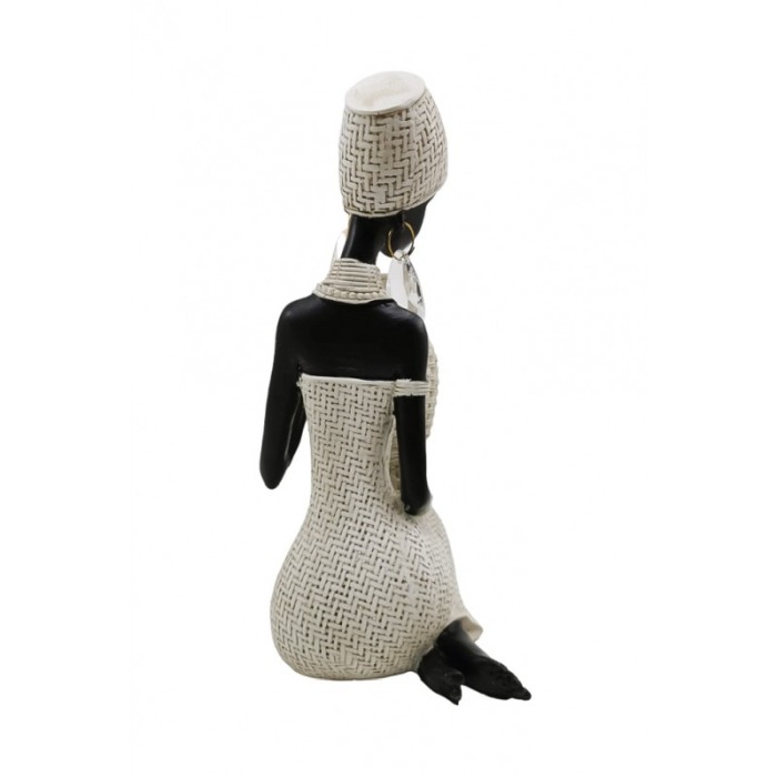Statueta Nigerian Beauty, lucrata manual din rasina, 23x13 cm, negru/bej, design elegant, Doty®️ [5]