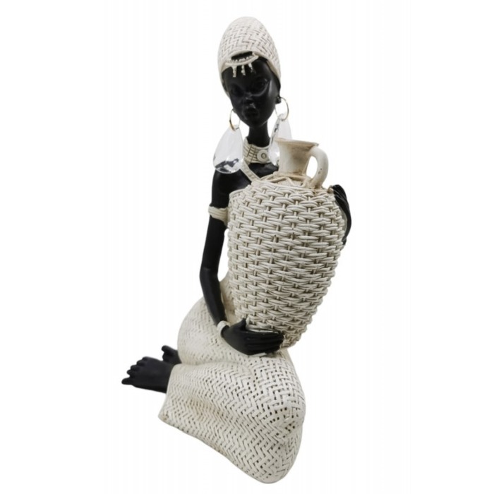 Statueta Nigerian Beauty, lucrata manual din rasina, 23x13 cm, negru/bej, design elegant, Doty®️ [1]