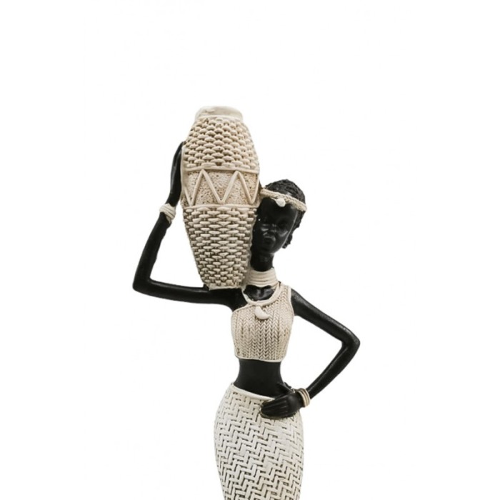 Statueta Nigerian Siluette, lucrata manual din rasina, 28x6 cm, negru/bej, design elegant, Doty®️ [2]