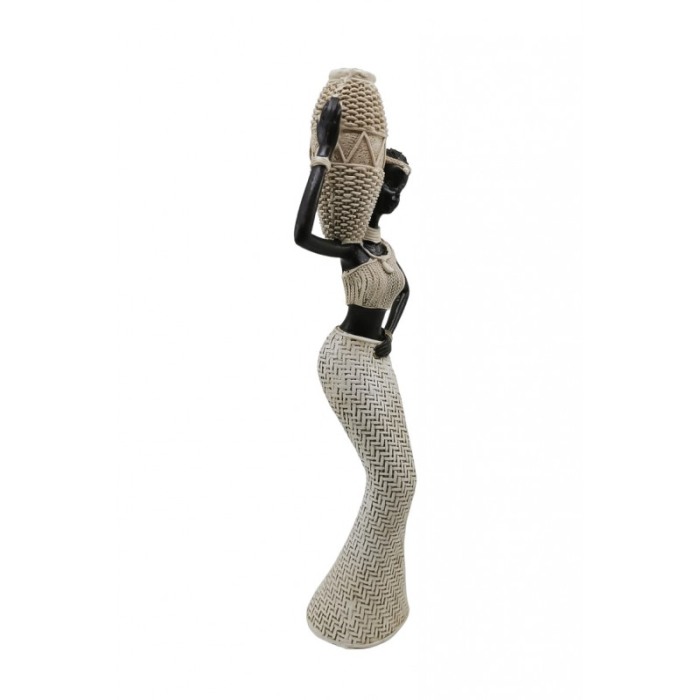 Statueta Nigerian Siluette, lucrata manual din rasina, 28x6 cm, negru/bej, design elegant, Doty®️ [4]