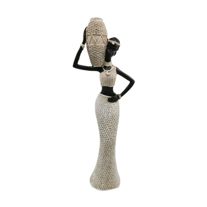 Statueta Nigerian Siluette, lucrata manual din rasina, 28x6 cm, negru/bej, design elegant, Doty®️ [1]