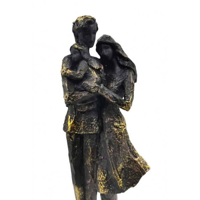 Statueta OurFamily, din rasina, vintage, eleganta, maro inchis, accente aurii, 38x10 cm [4]