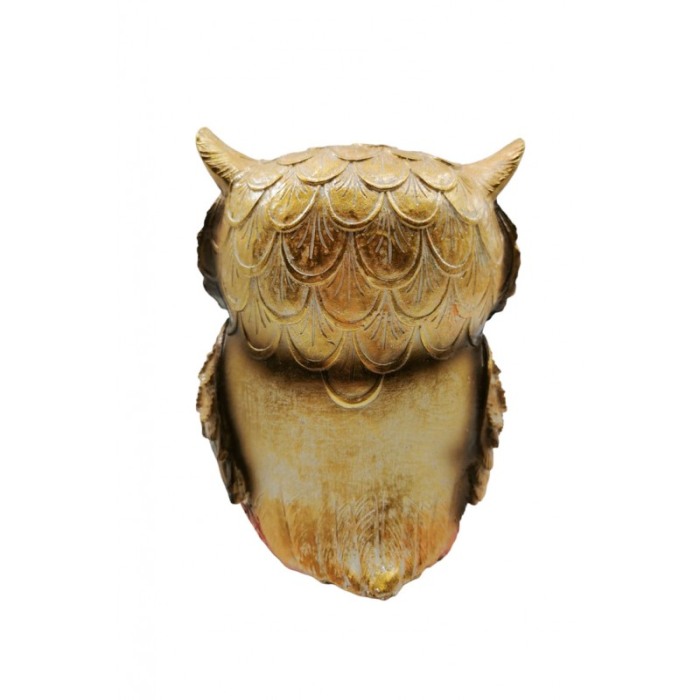 Statueta Owl Vea, forma bufnita, din rasina, lucrata manual, 16x14x7 cm, roz cu accente aurii, Doty® [3]