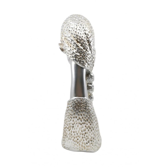 Statueta Silver Pray, create manual din rasina, model femeie ce se roaga, argintie, 33x12 cm [2]