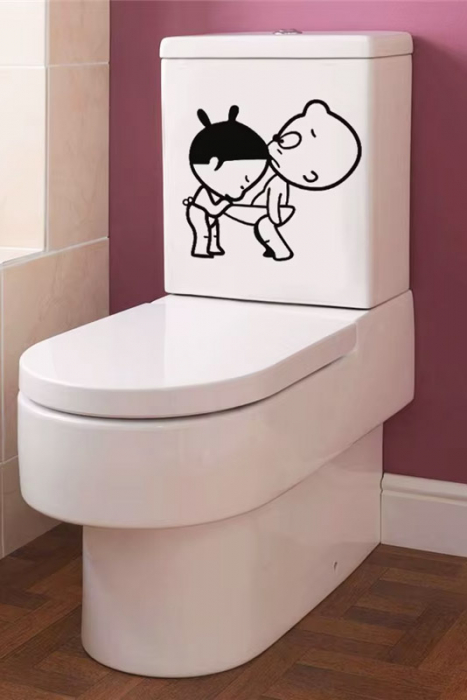 Sticker decorativ Curious Doty®, pentru toaleta sau alte spatii, design creativ, 18x19 cm [2]