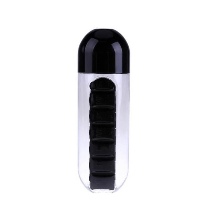 Sticla 3 in 1 Black Vit , cu organizator medicamente ,  7 compartimente cu fiecare zi a saptamanii,organizator detasabil, 600 ml [5]