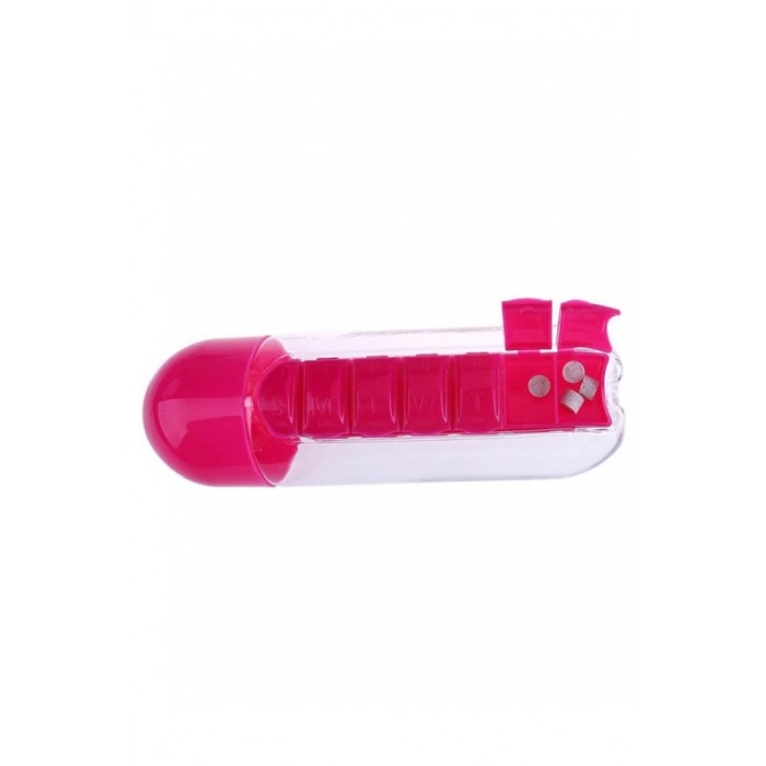 Sticla 3 in 1 Pink Vit , cu organizator medicamente ,  7 compartimente cu fiecare zi a saptamanii,organizator detasabil, 600 ml, [3]