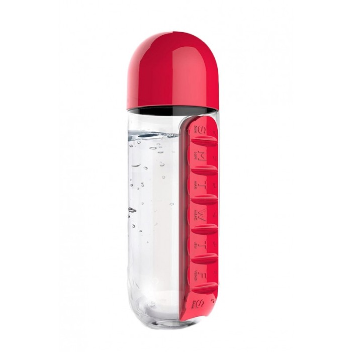 Sticla 3 in 1 Red Vit , cu organizator medicamente ,  7 compartimente cu fiecare zi a saptamanii,organizator detasabil, 600 ml,r [5]