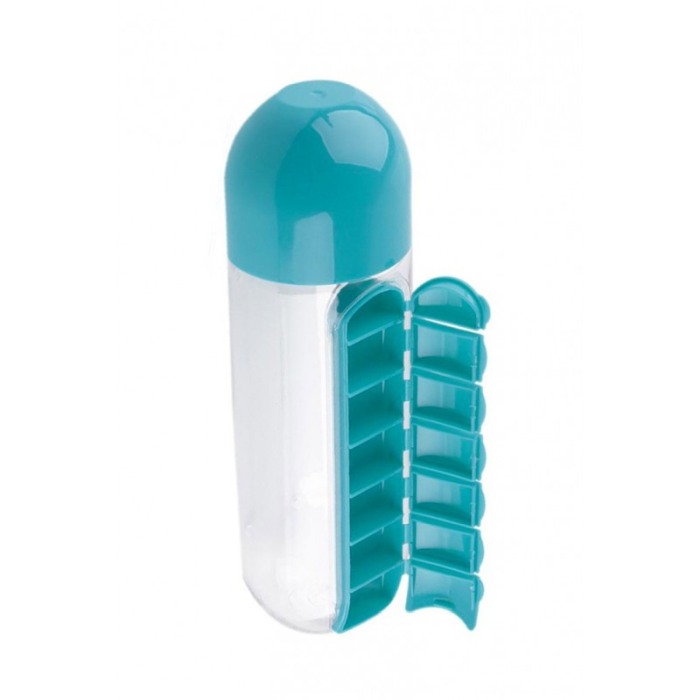 Sticla 3 in 1 Turquoise Vit , cu organizator medicamente ,  7 compartimente cu fiecare zi a saptamanii,organizator detasabil, 60 [2]