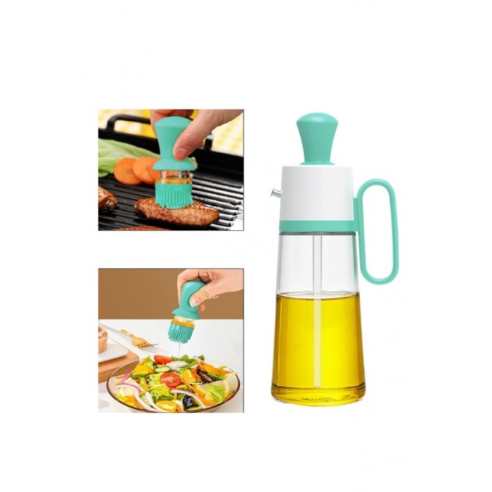 Sticla dozatoare pentru ulei 3 in 1 OilHelper Doty®, cu pensula, gradata, din sticla, practica, turcoaz, 630 ml [2]