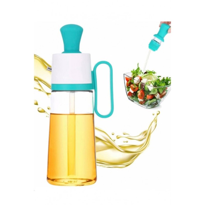 Sticla dozatoare pentru ulei 3 in 1 OilHelper Doty®, cu pensula, gradata, din sticla, practica, turcoaz, 630 ml [8]